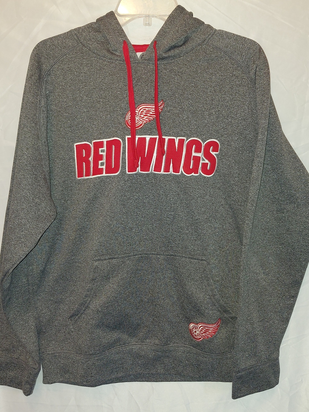 NHL Detroit Red Wings Gray Pullover Hoodie with Red Logo #2001